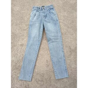 Zoe Zoe+Phoebe Mom Jeans Womens 3 Blue Denim High Rise Pleated Ankle Stretch